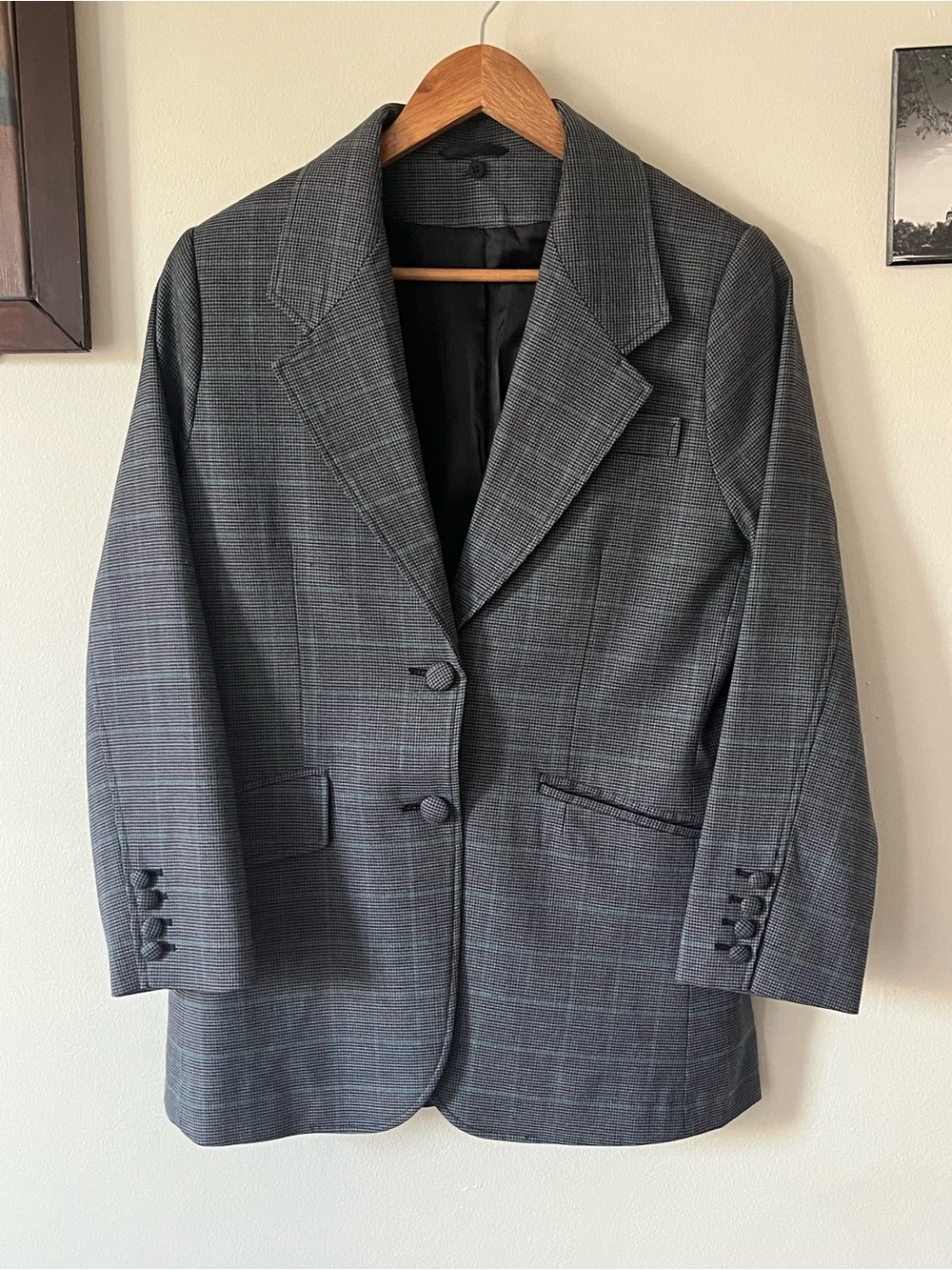 Prada retail Gray Plaid Single-Breasted Blazer- Large - Picture 2 of 11
